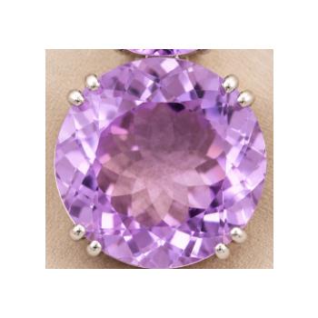 925 Sterling Silver 6.25 Ct Round Amethyst Cubic Zirconia Pendant