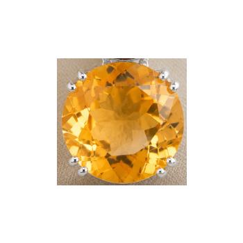 925 Sterling Silver 6.53 Ct Round Citrine Garnet Cubic Zirconia Pendant