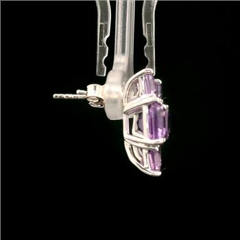 925 Sterling Silver 6.61 Ct Octagon Amethyst Earrings