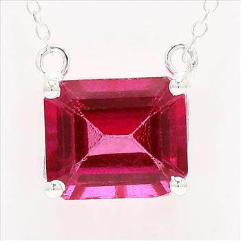 925 Sterling Silver 6.65 Ct Octagon Pink Topaz Cubic Zirconia Pendant