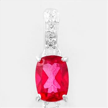 925 Sterling Silver 6.67 Ct Oval Pink Topaz Cubic Zirconia Pendant