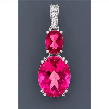 925 Sterling Silver 6.67 Ct Oval Pink Topaz Cubic Zirconia Pendant