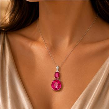 925 Sterling Silver 6.67 Ct Oval Pink Topaz Cubic Zirconia Pendant