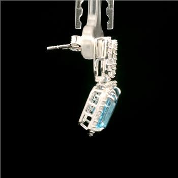 925 Sterling Silver 6.68 Ct Octagon Blue Topaz White Zircon Earrings