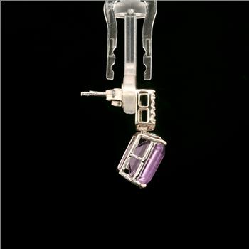 925 Sterling Silver 6.71 Ct Octagon Amethyst White Zircon Earrings