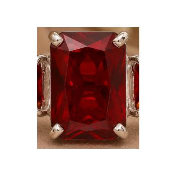 925 Sterling Silver 6.76 Ct Octagon Created Garnet Ring 7 US Ring Size