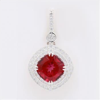925 Sterling Silver 6.84 Ct Cushion Pink Topaz Cubic Zirconia Pendant
