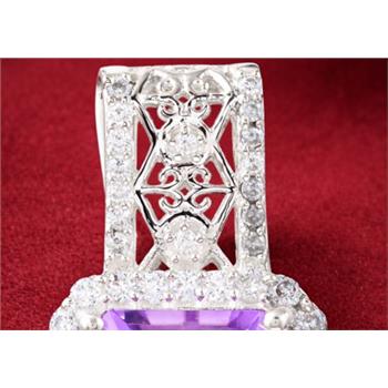 925 Sterling Silver 6.84 Ct Octagon Amethyst Cubic Zirconia Pendant