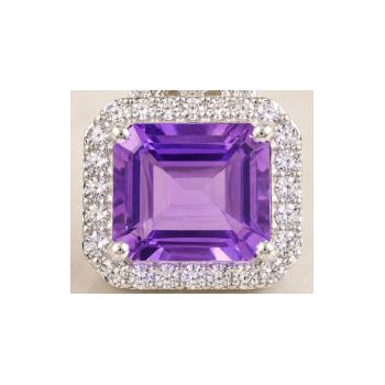 925 Sterling Silver 6.84 Ct Octagon Amethyst Cubic Zirconia Pendant