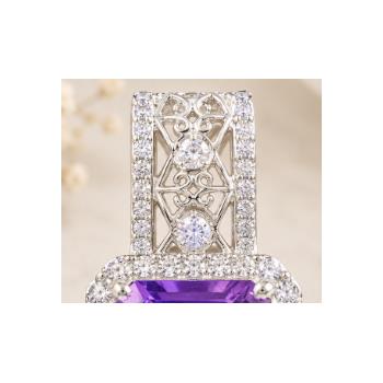 925 Sterling Silver 6.84 Ct Octagon Amethyst Cubic Zirconia Pendant