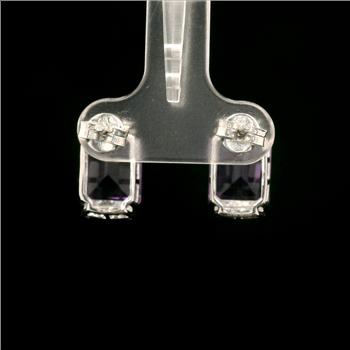 925 Sterling Silver 6.91 Ct Octagon Amethyst White Zircon Earrings