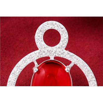 925 Sterling Silver 7.76 Ct Oval Cr Ruby Cubic Zirconia Pendant
