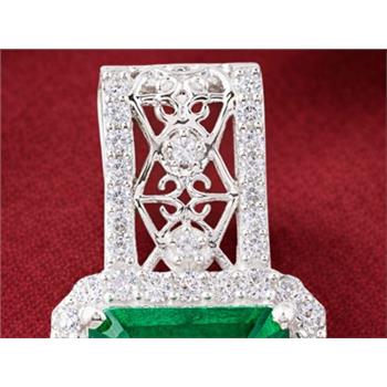 925 Sterling Silver 7.99 Ct Octagon Green Topaz Cubic Zirconia Pendant