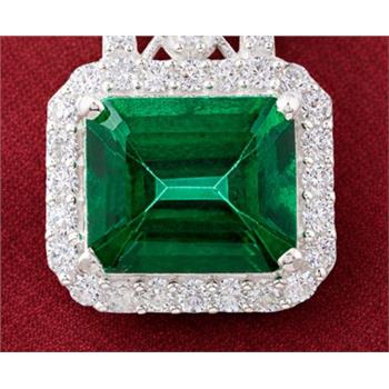 925 Sterling Silver 7.99 Ct Octagon Green Topaz Cubic Zirconia Pendant
