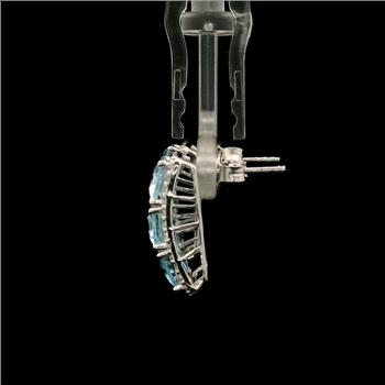 925 Sterling Silver 8.56 Ct Octagon Blue Topaz White Zircon Earrings