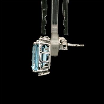 925 Sterling Silver 8.59 Ct Octagon Blue Topaz White Zircon Earrings