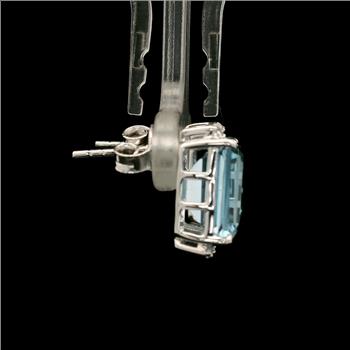 925 Sterling Silver 8.59 Ct Octagon Blue Topaz White Zircon Earrings