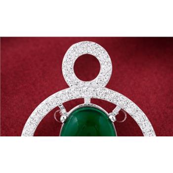 925 Sterling Silver 8.76 Ct Oval Cr Emerald Cubic Zirconia Pendant