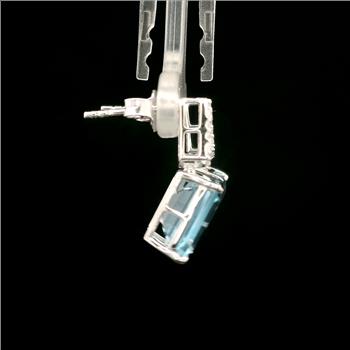 925 Sterling Silver 8.82 Ct Octagon Blue Topaz White Zircon Earrings