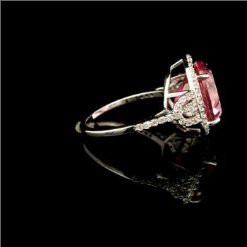 925 Sterling Silver 9.35 Ct Round Pink Topaz White Zircon Ring 7 US Ring Size