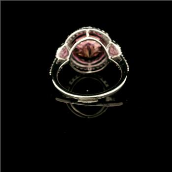 925 Sterling Silver 9.35 Ct Round Pink Topaz White Zircon Ring 7 US Ring Size