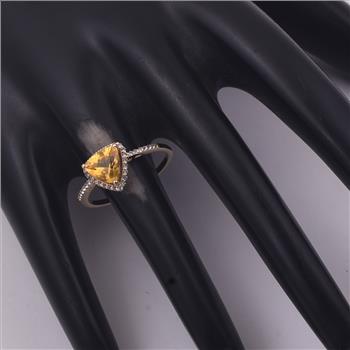 9K Gold 0.77 Ct Trillion Br.Fire Opal Ring 7 US Ring Size