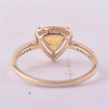 9K Gold 0.77 Ct Trillion Br.Fire Opal Ring 7 US Ring Size