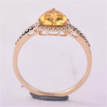 9K Gold 0.77 Ct Trillion Br.Fire Opal Ring 7 US Ring Size