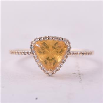 9K Gold 0.77 Ct Trillion Br.Fire Opal Ring 7 US Ring Size