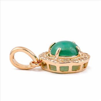 9K Gold 0.79 Ct Round Emerald Pendant