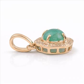 9K Gold 0.79 Ct Round Emerald Pendant