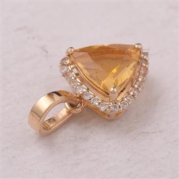 9K Gold 0.85 Ct Trillion Br.Fire Opal Pendant