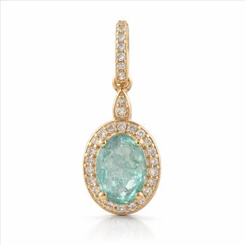 9K Gold 0.91 Ct Oval Emerald Pendant