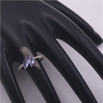 9K Gold 0.93 Ct Marquise Tanzanite Ring 7 US Ring Size