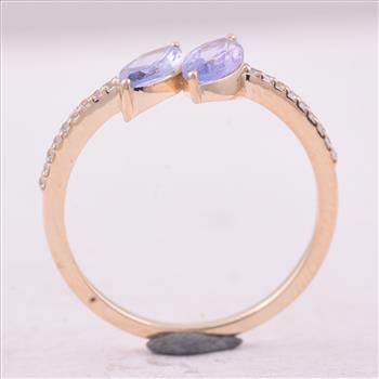 9K Gold 0.93 Ct Marquise Tanzanite Ring 7 US Ring Size