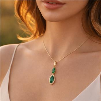 9K Gold 1.03 Ct Marquise Emerald Pendant