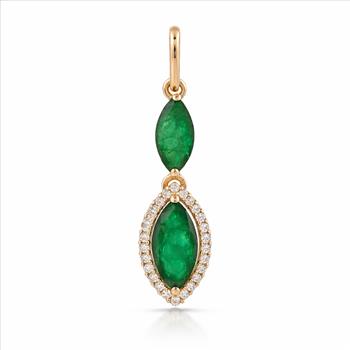 9K Gold 1.03 Ct Marquise Emerald Pendant