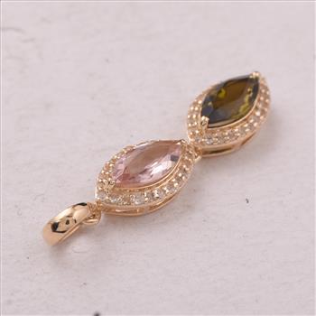 9K Gold 1.03 Ct Marquise Tourmaline Pendant