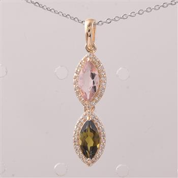 9K Gold 1.03 Ct Marquise Tourmaline Pendant