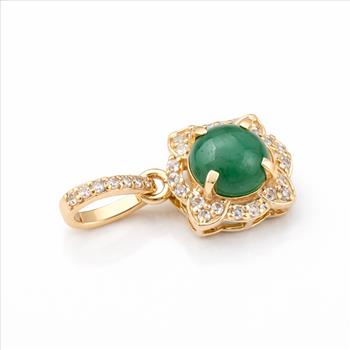 9K Gold 1.07 Ct Round Emerald Pendant