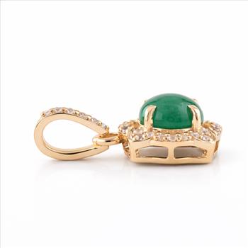 9K Gold 1.07 Ct Round Emerald Pendant