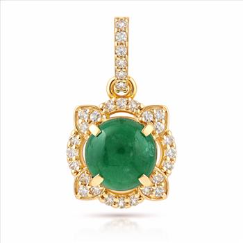 9K Gold 1.07 Ct Round Emerald Pendant
