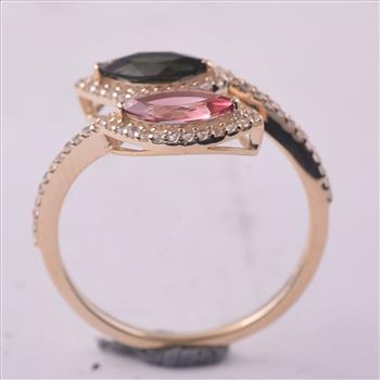 9K Gold 1.13 Ct Marquise Tourmaline Ring 7 US Ring Size