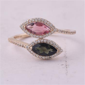 9K Gold 1.13 Ct Marquise Tourmaline Ring 7 US Ring Size
