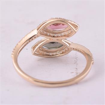9K Gold 1.13 Ct Marquise Tourmaline Ring 7 US Ring Size