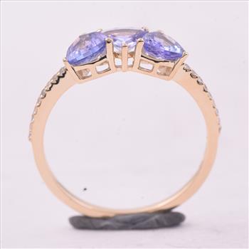 9K Gold 1.13 Ct Trillion Tanzanite Ring 7 US Ring Size