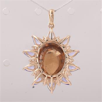 9K Gold 11.37 Ct Oval Tourmaline Pendant