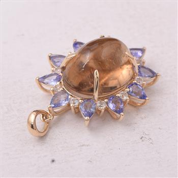 9K Gold 11.37 Ct Oval Tourmaline Pendant