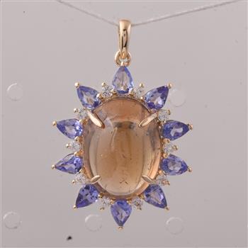 9K Gold 11.37 Ct Oval Tourmaline Pendant