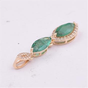 9K Gold 1.14 Ct Marquise Emerald Pendant